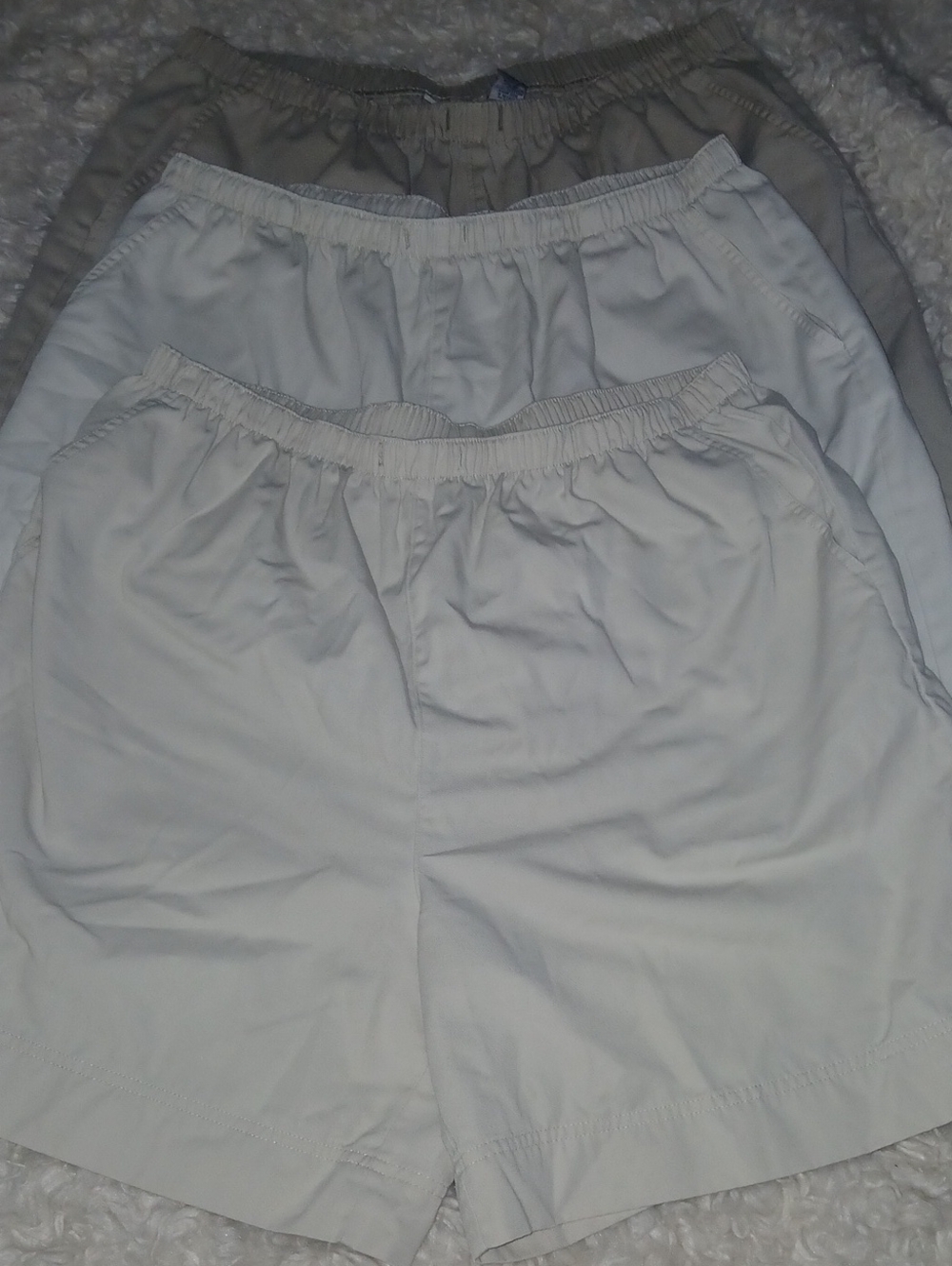 Three Pack Elastic Waist Casual Shorts - Neutral Colors